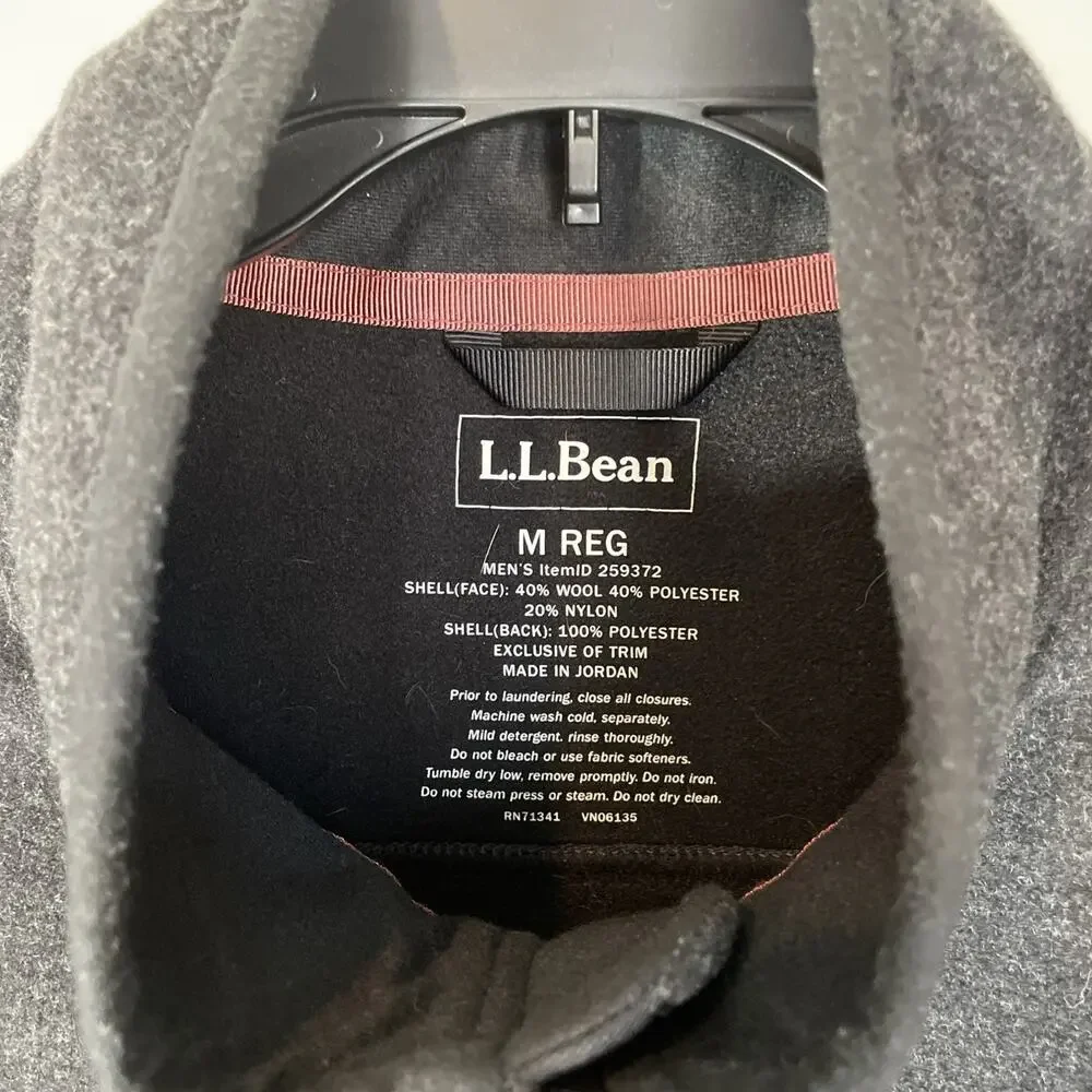 Vintage LL Bean Mens M Zip Jacket Wool Fleece lined Dark Gray